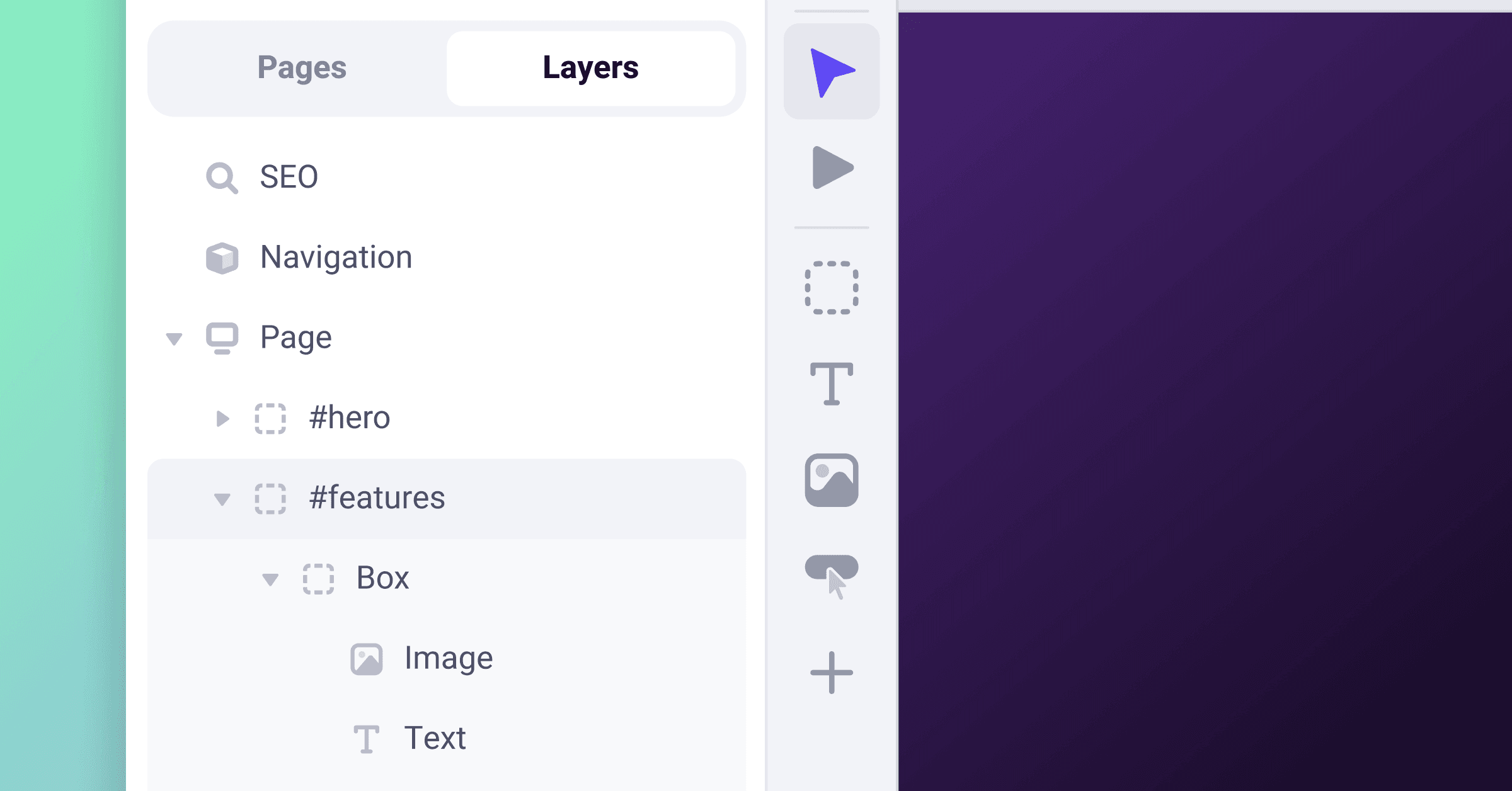 Layers panel inside of the Makeswift builder